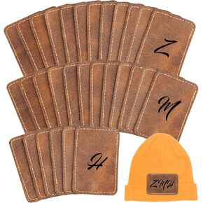 30 Pcs Leather Patches for Hats - Blank Rectangle Faux Leather Hat Patches for Laser Engraving with Adhesive for Jacket Backpacks Custom DIY Sewing Repai(3 X 2 Inches,Brown)