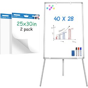 Maxtek 40x28 Easel Whiteboard مع 25x30 في Paper Paper 2 Pack
