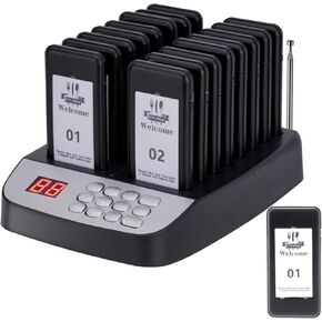 20PCS Restaurant Pager System, Vibration Beep Flash Reminder for Fast Food Shop Cafe Dessert Store Bakery Tea House Food Truck Use
