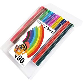 90 Pack 2.0mm Colored Pencil Lead Refills, 10 Vibrant Colors – Break-Resistant Core, Universal Fit for All 2mm Mechanical Pencils, Perfect for Art, Sketching, Coloring Books