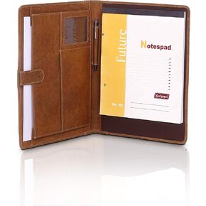 Leather Business Portfolio with Luxury Pen Business Personal Organiser Folder Full Grain Leather padfolio by KomalC (Buffalo Distressed Tan)