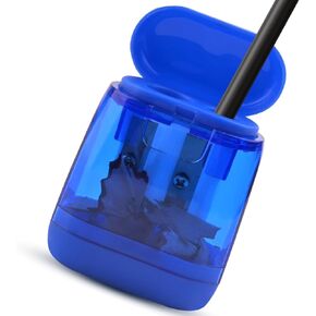 1PCS Pencil Sharpeners,Dual Holes Sharpener with Lid for Kids,Adults,School,Class,Home, Office (Blue)