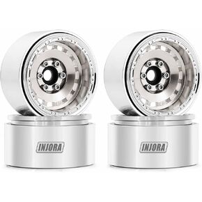 INJORA CNC Aluminum -10mm Offset 1.9" Wheels for 1/10 RC Crawlers Upgrade(Chrome)
