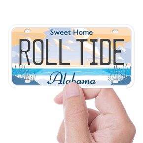 Roll Tide Alabama License Plate Sticker, Bama Bumper Sticker for Car, Crimson Tide Football Decal for Hydroflask & Laptop, Tuscaloosa AL Gift