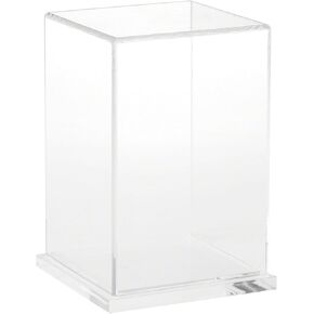 Plymor Clear Acrylic Display Case with Hardwood Base, 4" W x 4" D x 6" H