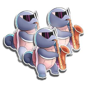 P0K3M0N Turtle Saxophone Squir, Sticker/Decal