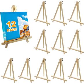 6 Pack 9 Inch Wood Easels, Tripod, Table Top Easels for Painting, Art Craft Painting Easel, Kids Student Tabletop Easels for Painting, Photos Mini Display Tripod
