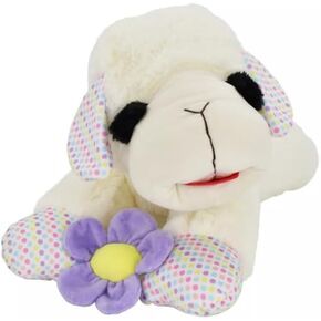 Multipet Jumbo Spring Flower Lamb Chop مع أذني البولكا نقطة وكفوف بلوش لعبة الصرير لعبة الكلب - 24 "