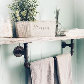 Shiplap industrial pipe shelf