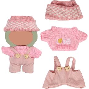 17CM Doll Clothes (No Dolls),3Pcs Outfits for 6.7 Inch Dolls Accessories Party Decoration Favors Merch Gifts Fits Popular Cute Blind Box Art Dolls (Pink)