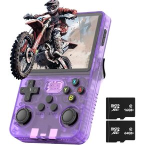 R36S RETRO HANEHELD GAME Console ، تم تحميله مسبقًا مع 15000 لعبة ، نظام Linux مع بطاقة 32+ 64G TF ، شاشة IPS Retro Gaming Console 3.5 بوصة (أرجوانية)