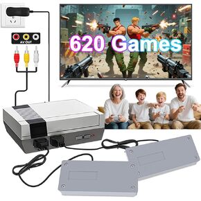 Retro Gaming Console with 620 Built-in Classic Games,Dual Wired Controllers,Plug and Play Video Game Console for TV with AV Output,Portable Handheld Game Console Gift for Kids & Adults