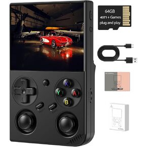 RG35XX Pro Retro Handheld Game Console , RG 35XXPro Support HDMI TV Output 5G WiFi Bluetooth 4.2 , 3.5 Inch IPS Screen Linux System Built-in 64G TF Card 4353 Games(Transparent Teal)