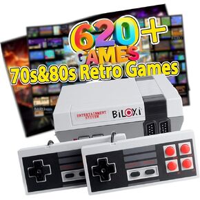 Biloxi 620 Retro Game Console, 8-Bit Classic Mini Video Game Consoles Built-in with 620 Games and 2 Controllers for Christmas Birthday Gifts- HDMI and AV Output