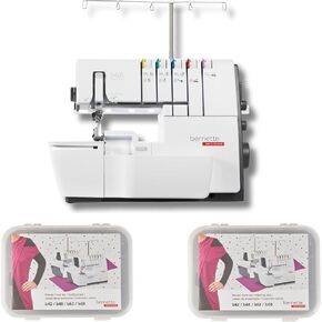 Bernette B68 Airlock Serger Sewing Machine | Adjustable Stitch Length, 1300SPM, LED Light, 5 Thread Options, Presser Foot Adjustment | Free 6 Pcs Overlock Foot Kit & 7 Pcs Coverstitch Foot Kit