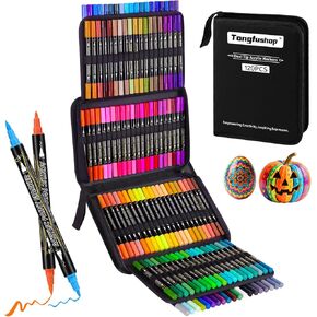 Tongfushop 72 Colors Acrylic Paint Markers, Dual Tip Acrylic Paint Pens for Rock Painting, Canvas, Wood, Stone, Glass, Ceramic, DIY Crafts, No Bleed Art Markers with Case for Artists, Kids & Adult
