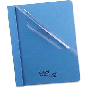 Oxford 55801 Clear Front Report Cover, 3 Fasteners, Letter, 1/2-Inch Capacity, Blue, 25/Box