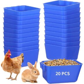 20 Pcs 16Oz Hanging Cups for Pets, Chicken & Pigeon Feeders, Rabbit & Bird Water Bowls, Plastic Seed Containers