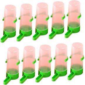 POPETPOP 20PCS Portable Bird Feeding Cup for Small Birds Easy to Install Parrot Feeder Box Green No Mess Design Suitable for Parrots