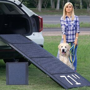 Dog Ramp for Car, 71'' L x 20'' W Dog Ramps for Large Dogs, Extra Wide Pet Ramp with Non-Slip Surface for Medium & Large Dogs to Get in Car, SUV & Truck, Supports Up to 300 Lbs