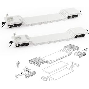 2 Units HO Scale 1:87 Depressed Center Flat Car Unpainted Unassembled for Model Railway C8770JJ