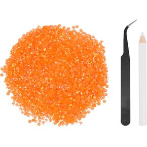 uxcell 5000pcs Flatback Rhinestones Resin, SS6 2mm Resin Rhinestones Bulk Round Shine Gems with Pickup Tools for DIY Nail Art Tumblers Mugs Clothes, Azure