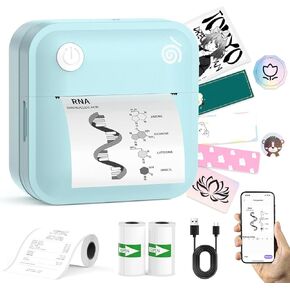 D1 Label Maker Machine - Portable Bluetooth Mini Thermal Printer, Supports 14 Label Sizes, Sticker Inkless Printing with 2 Label Rolls for Kitchen, Home, School, Office Organization (Blue)
