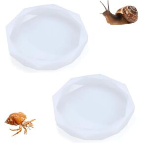 Snail Food and Water Bowl, Pet Snail Feeder, Small Reptile Food Dish Bowl Silicone Calcium Dish for Land Snails Lizard Gecko Bearded Dragon Chameleon and Hermit Crab (White, 2 Pcs)