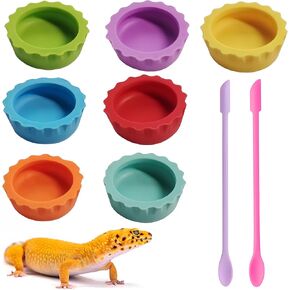 9pcs Crested Gecko Tank Accessories:Food Dish& Feeding Cups - Gecko Feeder &Corner Water Bowl for Reptile Tanks