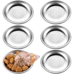 6 Pcs Hermit Crab Food and Water Bowl, Small Stainless Steel Feeding Dish Reptile Feeding Bowl for Hermit Crab Food Water Supplies