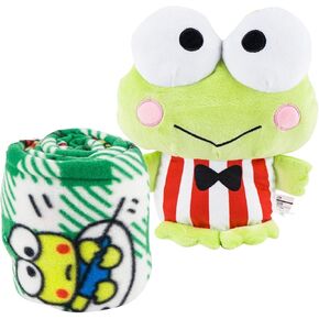NORTHWEST Hello Kitty Keroppi Travel Set - 2 Piece Kids Travel Set Includes Blanket 40" X 50" & Plush