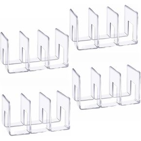 4PCS 3 Sections (Wide 4.2inch) Wallet Organizer for Closet, Handbag Storage, Bookshelves, Bag Organizer, Acrylic Desktop File Organizer, Desktop Accessories Organizer (Clear)