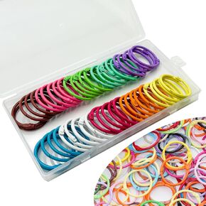 50pcs 1 بوصة حلقات الموثق المعدنية لبطاقات الفهرس بطاقات وميض ، 10 ألوان صغيرة ملونة من الصلب المعدني الدفتر حلقات مفتاح حلقات مفاتيح المفتاح لمكتب المدرسة (50 ، 1 بوصة)