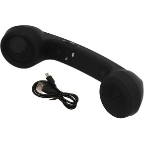 Bluetooth Telephone Handset - Retro Design for Stylish Communication, HD Speaker & Microphone, Rechargeable Battery for Mobile & Computer Use (Black)