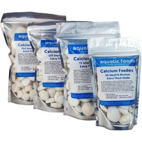 Aquatic Foods Inc. Calcium Feeder Small & Medium Shells. قذائف سميكة إضافية للروبيان والقواقع وسرطان البحر والتجديد والسرطان الناسفة وجميع الأسماك الاستوائية. 4 أوقية ... 26 حقيبة العد