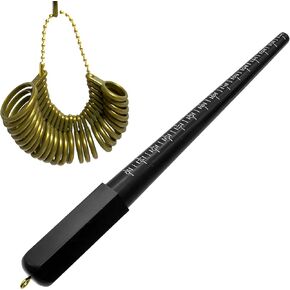 Novel Box Black Plastic Ring Mandrel Sizer Stick with Gold Plastic Ring Sizer Guage - Ring Sizer Measurer Tool Set for Ring Repair & Measurement - Ring Sizing Kit for Jewelry Measuring