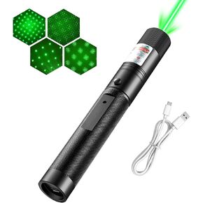 Green Laser Pointer with USB Charging, Rechargeable High Power Laser Pointer, Long Distance Range Flashlight