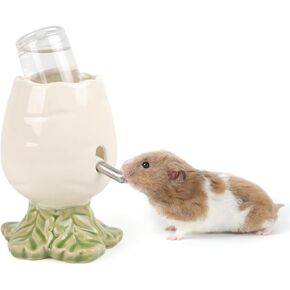Hamster Water Bottle for Glass Tank, Carrot Ceramic Stand Holder with 80ML Bottle, Chew Proof Gerbil Water Dispenser for Dwarf Syrian Hamster Mice Rat (Orange, 80ML)