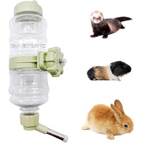 16.7oz Guinea Pig No Drip Water Bottle,Rabbit Hanging Leakproof Water Dispenser,Bunny Automatic Feeder,Ferret Cages Crate Accessories for Bunny Chinchilla Hedgehog Squirrels (Green)