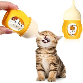 Pet Nursing Bottle Puppy Kitten Soft Silicone Bottles for Nursing for Newborn Kittens, Puppies, Small Animals (20ml, Yellow)