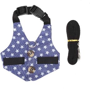 Pet Leash Set, Small Animal Formal Suit Gentleman Clothing Adjustable Leash Harness for Kittens Bunny Hamster(M Stars Dress)