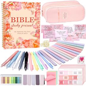 JMUQ 62Pcs Bible Study Bible Journaling Kit for Women, Bible Study Kit Includes Highlighters, Labels,for Christian Gift Study Supplies