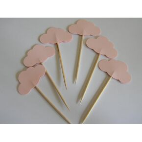 24 pink clouds cupcake toppers food picks baby girl shower decor party supply