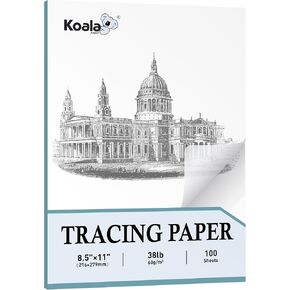 Koala Premium Tracing Paper 8.5x11 inch Transparent Tracing Pads Paper 38lb/60gsm Translucent Tracing Paper for Sewing Patterns Trace Sketch Architectural Drafting