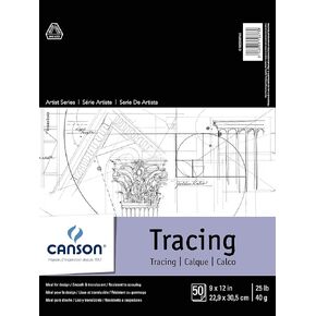 Canson 702-321 Pro-Art 9-Inch by 12-Inch Tracing Paper Pad, 50-Sheet
