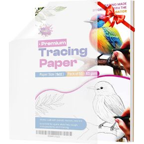Tracing Paper - Transparent Paper for Sketching Preliminary Drawing, Drafting & Overlays - Premium Translucent Tracing Paper for Pencil, Marker and Ink (9 x 12 (50 Sheet))