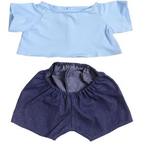 14"-18" Stuffed Animal Clothes T-Shirt Jeans Make Your Own Stuffed Animals Dress Up Accessories (Black+Blue) in Saudi Arabia