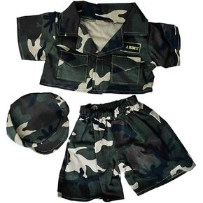 Army Green w/Cap Teddy Bear Clothes Fits Most 14"-18" Build-A-Bear and Make Your Own Stuffed Animals