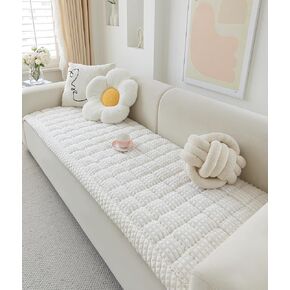 Couch Cover for Dogs Washable, Fuzzy Pet Cover for Sofa, Covers for 3 Cushion Couch Pet Friendly, Non Slip Dog Bed Mat Blanket (White, 27.6x59.06 inch)