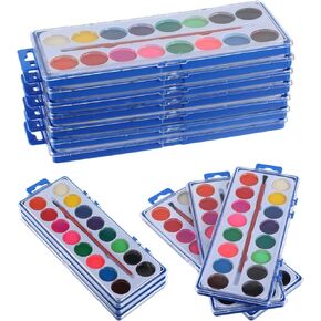15 Pcs Watercolor Paint Set Bulk, 16 Colors Watercolor Paint Set with Paint Brushes for Kids and Adults, Washable Paint for Classroom, Parties, Kindergarten and Art Activities
